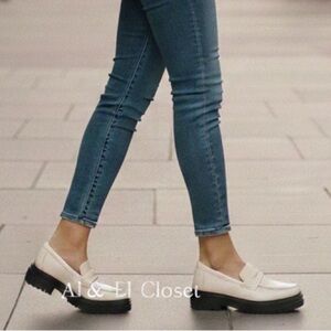 Quince Italian Leather Lug Sole Platform Loafers Bone Ivory Size 9.5 Women’s NWB